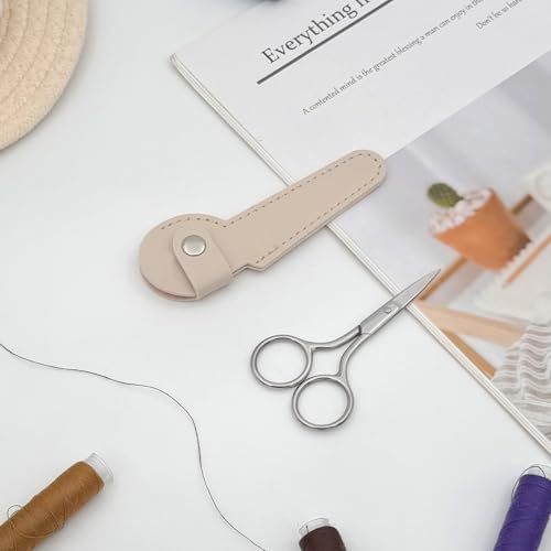 Stainless Steel Eyebrow Trimming Scissors with Case - 4.4" Small Grooming Scissors for Beard and Facial Hair