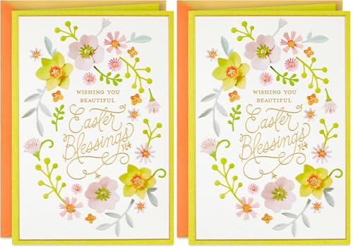 Easter Card Pack of 2 - Beautiful Blessings Floral Design, 5x7