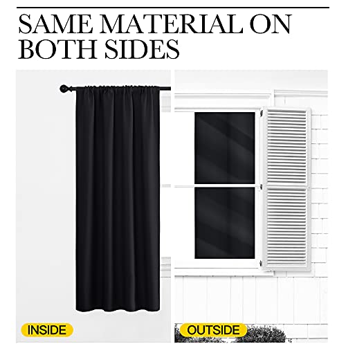 NICETOWN Blackout Curtain Panels - Black, 52"W x 80"L, 2 Pack - Energy Efficient & Noise Reducing