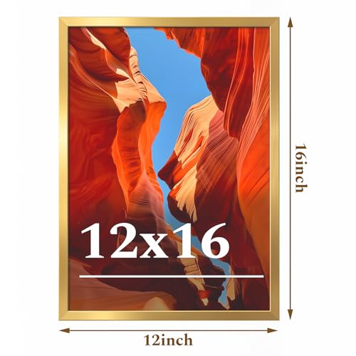 12x16 Gold Picture Frame with Shatterproof Plexiglass - Durable Wall Decor