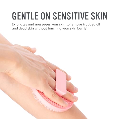 Arswin Silicone Body Scrubber & Exfoliating Shower Brush for Sensitive Skin, Pink
