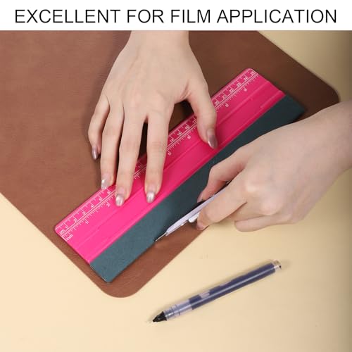 Tweruna 10 Inch Vinyl Squeegee Tool with Ruler - Pink & Black
