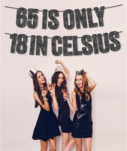 60th Birthday Black Glitter Banner 60 Is Only 15 in Celsius Party Decor