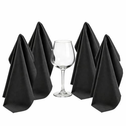 JIAMI HOME Microfiber Glass Polishing Cloth - Black, Small - Streak Free Shine