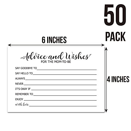 Baby Shower Advice Cards - 50 Pack 4x6 Inch Wishes for New Mom