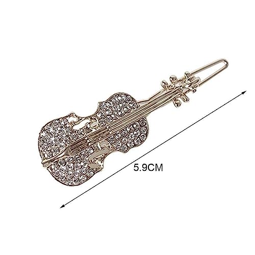 Crystal Rhinestone Violin Hair Barrette - Elegant Musical Hair Clip