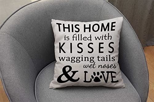 Dog Lover Cotton Linen Throw Pillow Cover 16x16 - Wagging Tail Design
