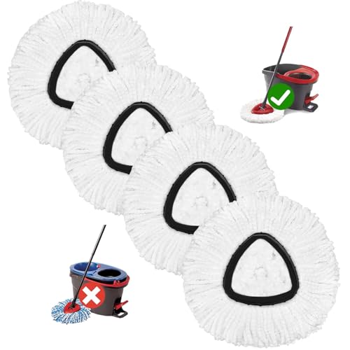 4 Pack Microfiber Mop Replacement Heads for O-Cedar Spin Mop
