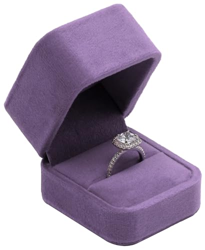 Velvet Ring Box Holder for Engagements & Weddings - Purple