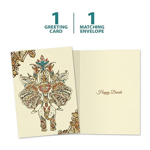 Vibrant Diwali Card with Envelope - 5"x7" - Eco-Friendly Design