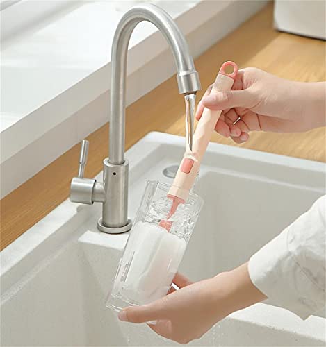 2pcs Detachable Sponge Cleaning Brush Set for Glassware - Green & Pink