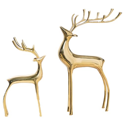 Set of 2 Copper Reindeer Figurines Christmas Decorations Home & Garden