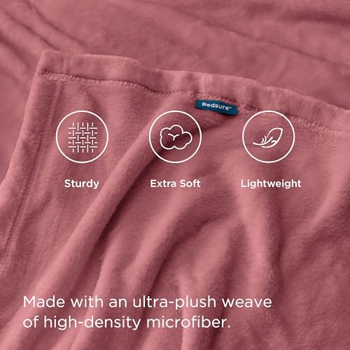 Bedsure GentleSoft Flannel Fleece Throw Blanket - Dusty Rose, 50x60 Inches