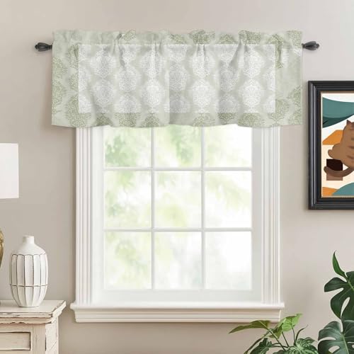 Sage Green Gradient Window Valance for Kitchen & Cafe - 54x18in