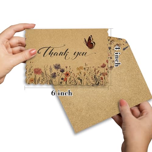 AZAZA Floral Thank You Cards with Envelopes - 24 Pack