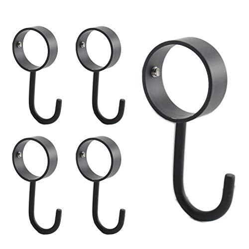 Ulifestar 32mm Heavy Duty Stainless Steel Closet Rod Hooks - 5 Pack Black