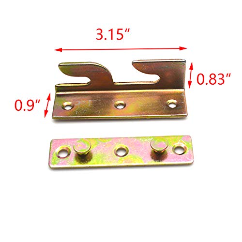 Classic Bed Frame Connector Bracket Set - Heavy Duty Iron, 3.1" Double Hooks