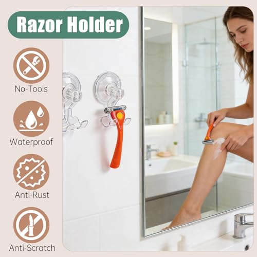 2-Pack Suction Cup Razor Holder for Billie Razors - Clear Shower Wall Hook