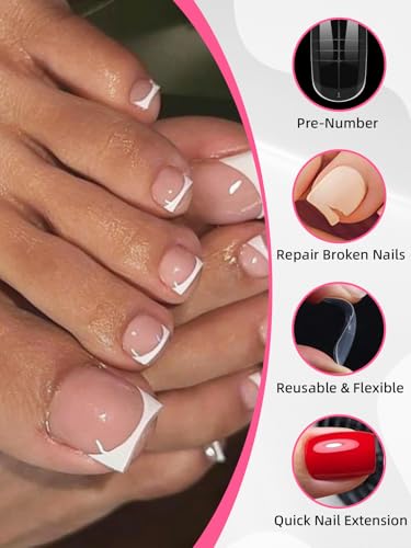 EBANKU Poly Gel Toe Nail Form Set - 150 Reusable Dual Forms with Brush, File & Clips