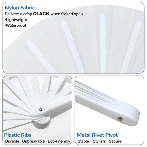 Large Handmade Rave Hand Fan - Foldable, Durable & Clacking