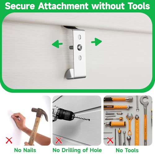 Cozcty Heavy Duty Vinyl Siding Hooks - 12 Pack Adjustable Clips for Outdoor Cameras & Décor