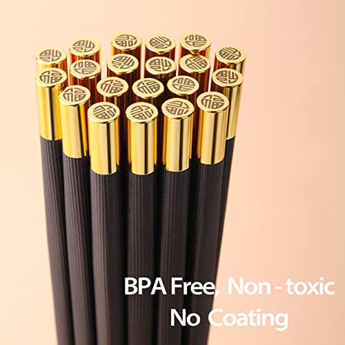 PYBBO Reusable Fiberglass Chopsticks 5 Pairs, Dishwasher Safe Non-Slip