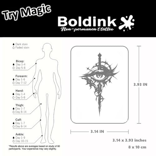 Boldink Eye of the Holy Sword Semi-Permanent Temporary Tattoo