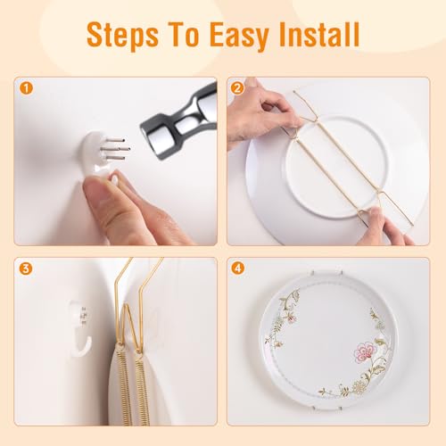 Bilillo 3 Pack Invisible Wall Plate Hangers for 8-10 Inch Decorative Plates