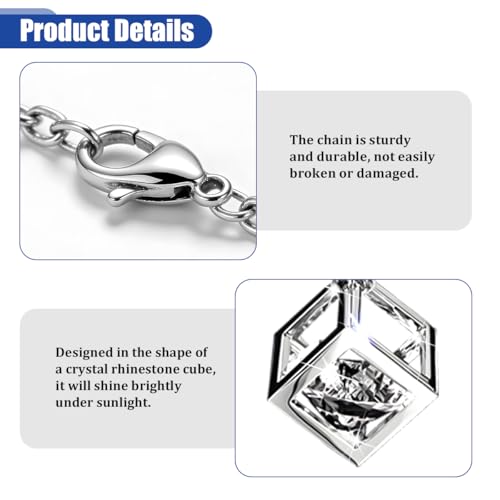 Bling Crystal Cube Car Rear View Mirror Charm - Sparkling White Hanging Pendant