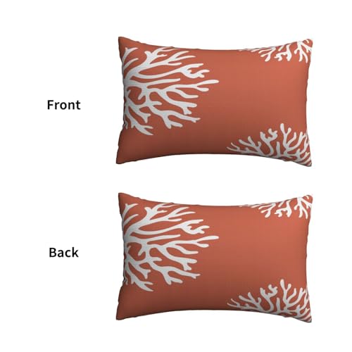 Coral Lumbar Throw Pillow Covers 12x20 - Set of 2 Ocean Pink
