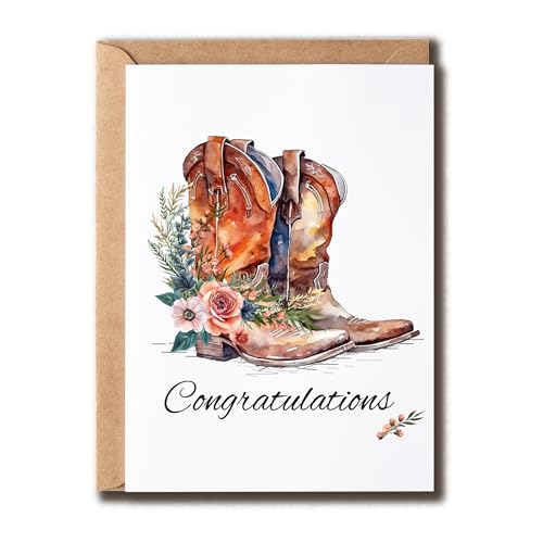 Cowboy Boots Wedding Congratulations Card - 5x7 Western Engagement Gift