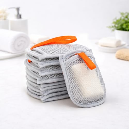 10 Pack Exfoliating Soap Saver Bags, Dual Texture Mesh Soap Pouch
