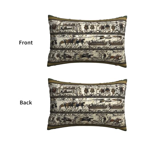 Bayeux Tapestry Lumbar Pillow Cover 12" x 20" Decorative Soft Plush Case