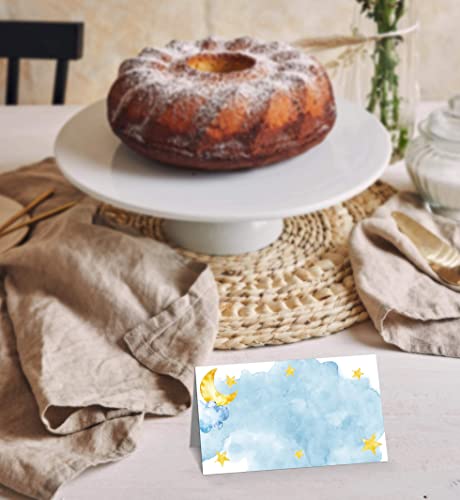 Gihyan Moon and Stars Table Place Cards for Baby Shower, 25 Pcs