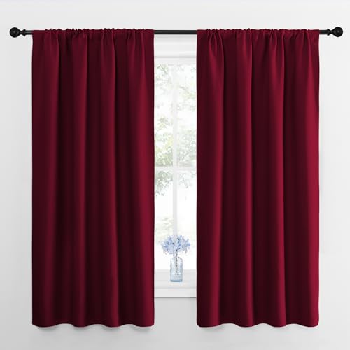 NICETOWN Wine Red Blackout Curtains - 42x45 Inch Thermal Drapes