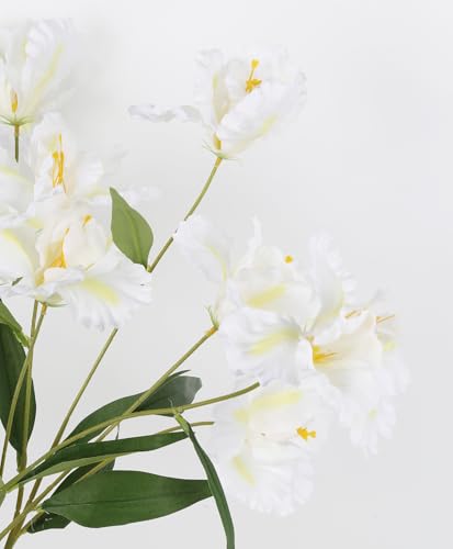 Artificial Silk Iris Flowers - 5Pcs Long Stem Faux Flowers for Decor