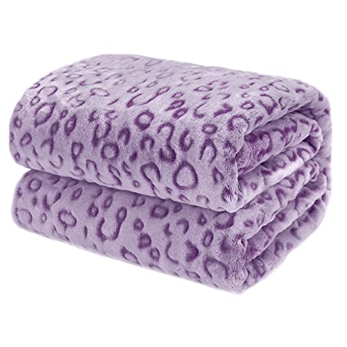 Purple Leopard Print Fleece Throw Blanket - Soft & Cozy