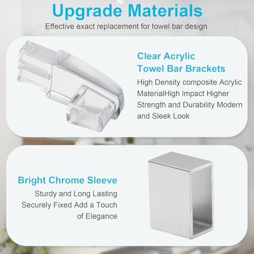 Clear Acrylic Towel Bar Brackets for Alumax & Basco Shower Doors (2 Pack)