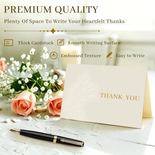 30 Pack Embossed Thank You Cards with Envelopes & Stickers
