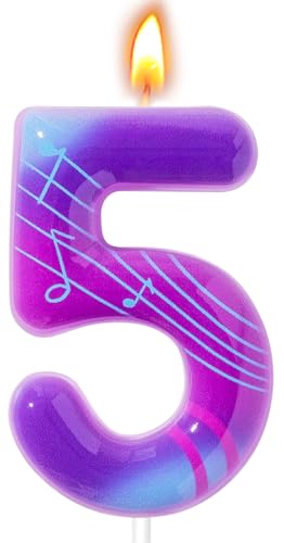 Candsun Number 5 Purple K-Pop Themed Birthday Cake Candle