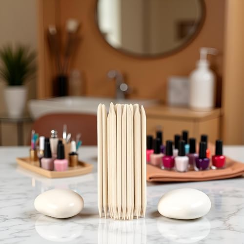 Wooden Cuticle Pusher 20-Piece Set Double-Sided Nail Sticks for Manicure