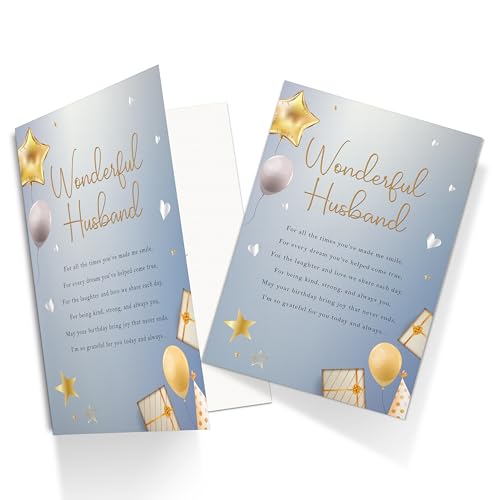 Husband Birthday Card with Heartfelt Verse - Premium A5 Gold Script Design