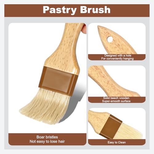 4-Piece Natural Bristle Basting Brush Set, 1-inch and 1.5-inch Sizes