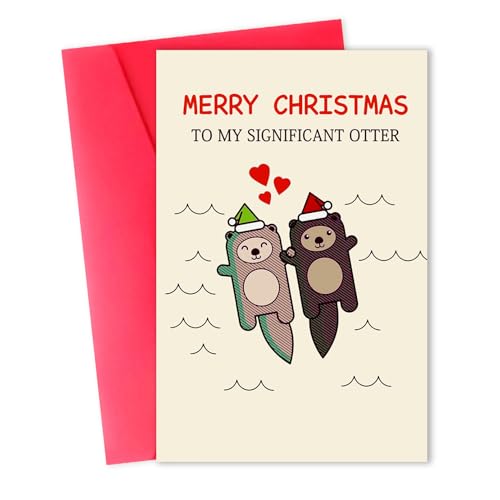 Funny Otter Christmas Card for Husband Wife Couples Holiday Gift