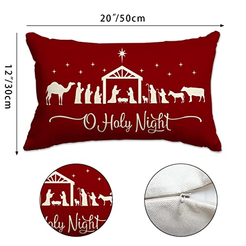 Christmas Throw Pillow Cover 12x20 Farmhouse Linen Decorative Case A-33