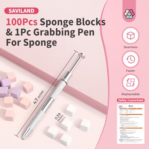 SAVILAND Nail Sponges for Ombre with Grabbing Pen and Storage Box