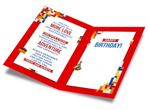 Blue Grandson Birthday Card - Made in USA, Eco-Friendly Thick Cardstock, Premium Envelope, 5x7.75in