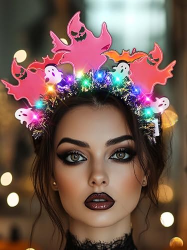Light Up Halloween Ghost Headband LED Costume Hair Accessory