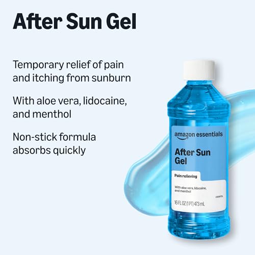 Amazon Essentials After Sun Gel with Aloe Vera, Lidocaine and Menthol, 16 oz