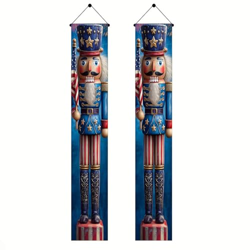 BlissYard Patriotic Nutcracker Door Banner 12x72 Inch Independence Day Porch Decor